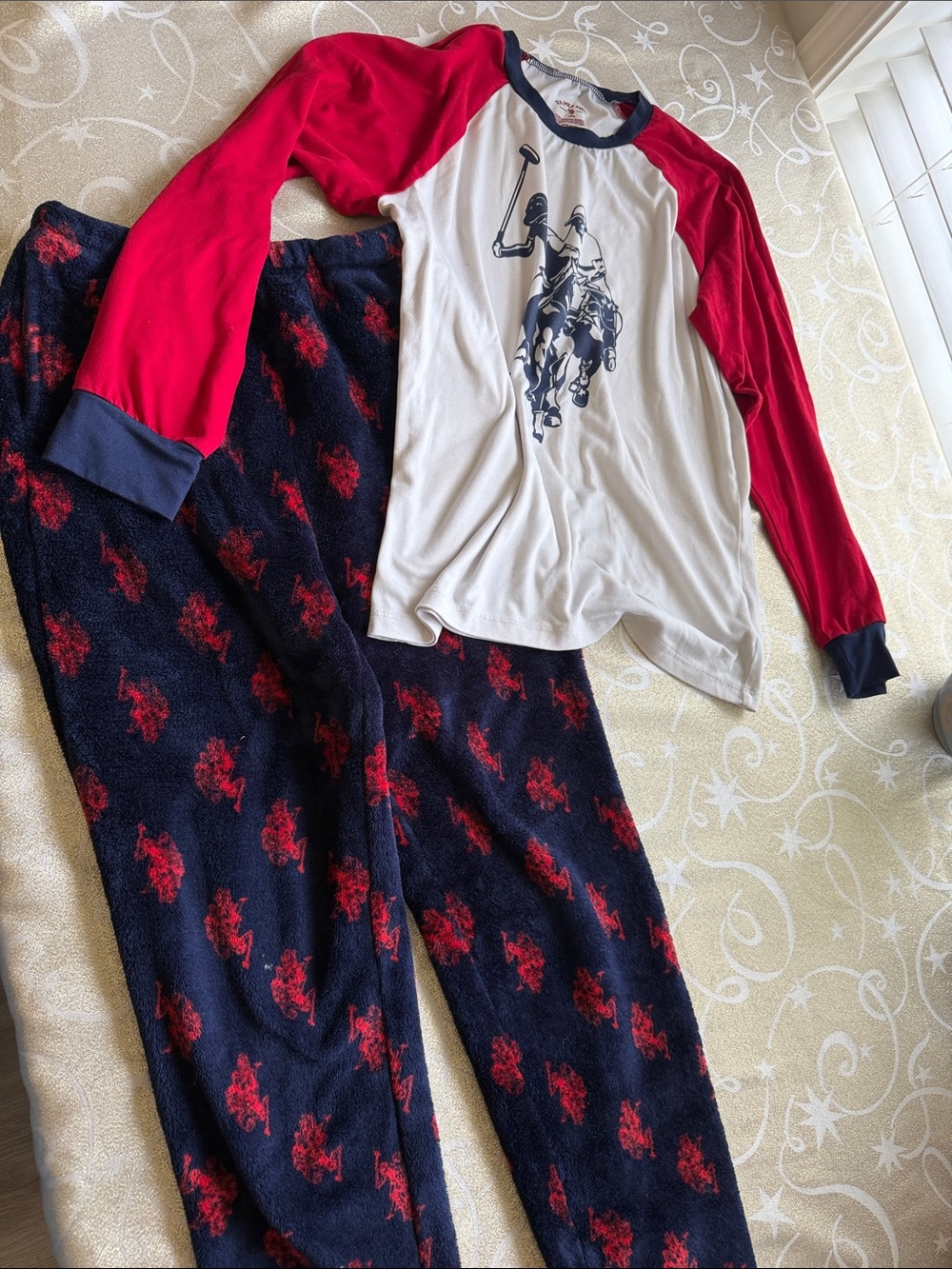 Polo by Ralph Lauren Kids Red & Navy Polo Player Pajama Set Size 14/16